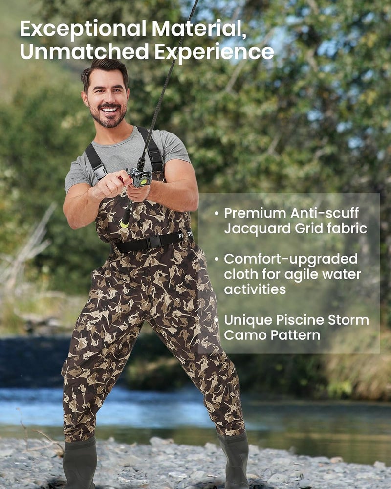 Pristis Piscine Storm Chest Waders, 2-layer Anti-scuff Jacquard Grid Waterproof Overalls for Men Women, Hunting Fly Fishing - Image 4